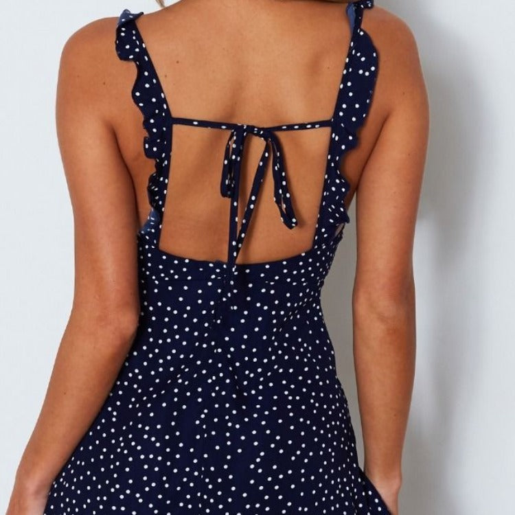 Polka Dot Dress Wwith Straps And Open Back