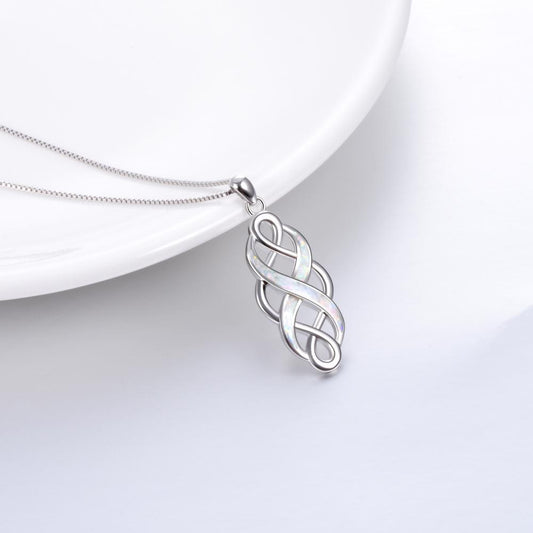 Sterling Silver Celtic Knot Opal Necklace