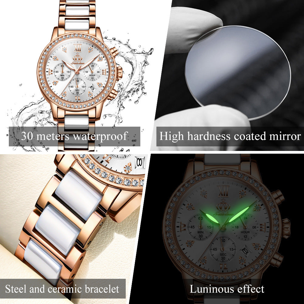 Rhinestone Quartz Waterproof Women's Watch