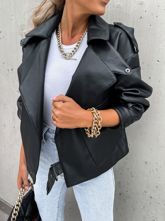 Women's Leather Jacket With Pocket