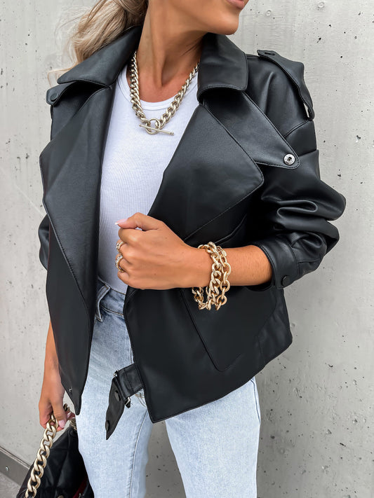 Damen Lederjacke mit Tasche