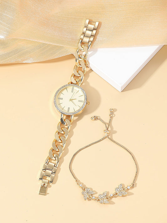 Reloj De Mujer Con Strass Y Correa De Cadena