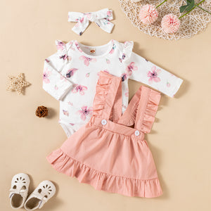 Ruffled Long-Sleeved Baby Girl Romper Set