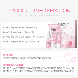 Sakura Skin Care Set 4-piece Set Cleansing Eye Cream Face Cream