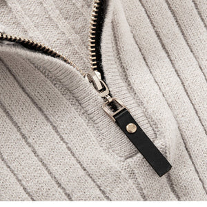 Men's Long-sleeved Half-turtleneck Zip-up Sweater